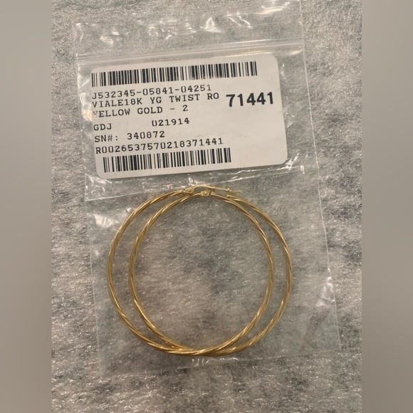 New 18k Yellow Gold Twisted Hoops 2" - Picture 4 of 11